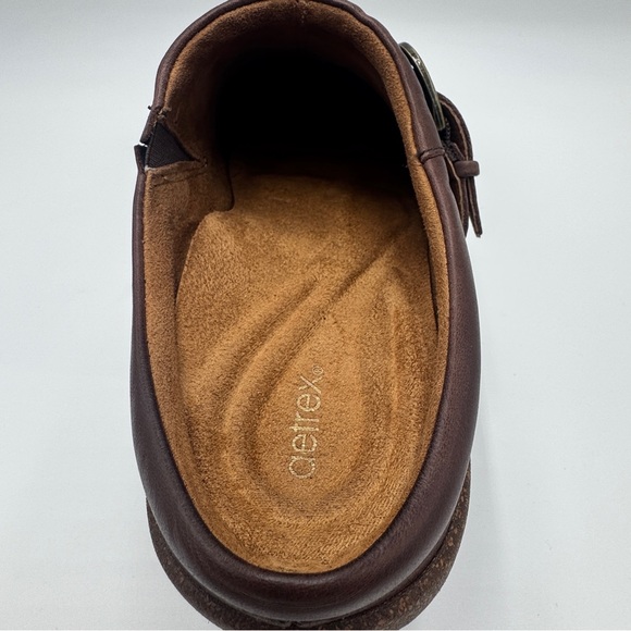 Aetrex Brown Leather Mules Slip-On Comfort - Picture 4 of 16